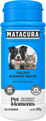 Talco Banho Seco Matacura - Cães e Gatos (100g)